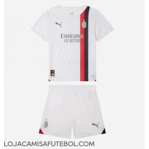 Camisa de Futebol AC Milan Equipamento Secundário Infantil 2023-24 Manga Curta (+ Calças curtas)
